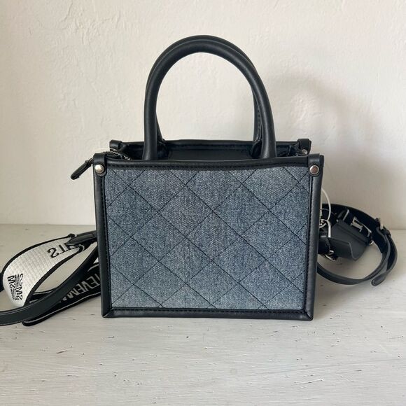 Steve Madden BNIKO-D Denim Tote Crossbody Bag - Blue/Black - NEW!! - Picture 6 of 15